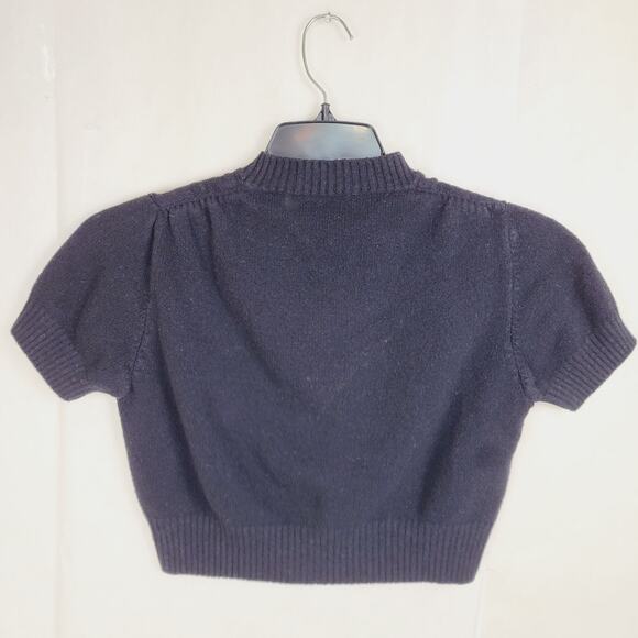 St. John Basic black cropped sweater Size Small Santana Knit Preppy Classic - Picture 2 of 6